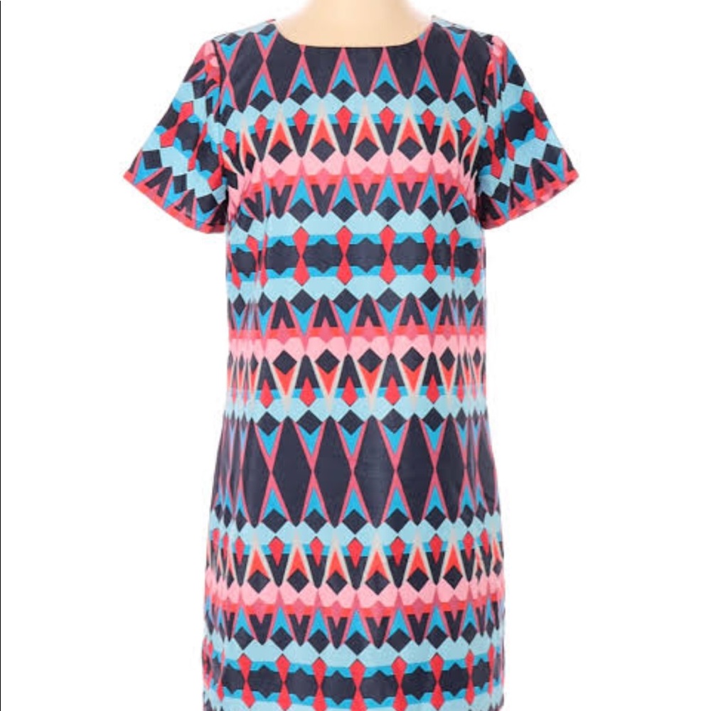 Jcrew Geometric Satin Shift Dress